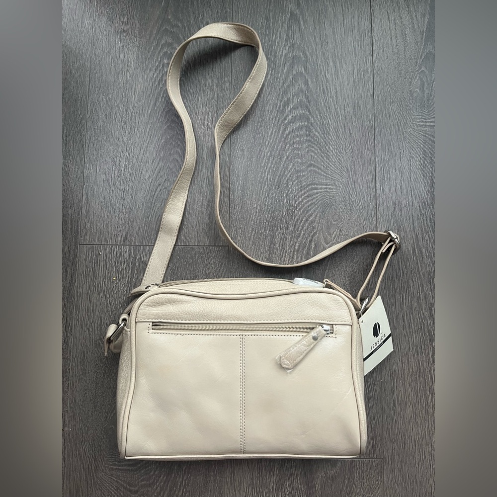 Cream Leather Crossbody Bag